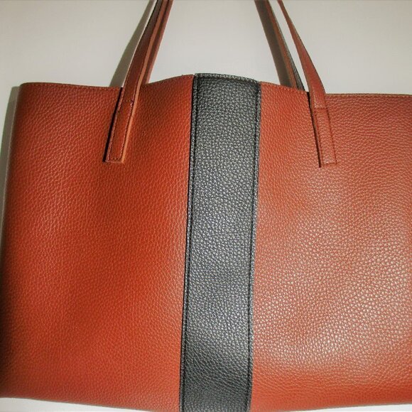 VINCE CAMUTO VEGAN LEATHER HANDBAG LARGE TWO HANDLE TOTE - Picture 1 of 9